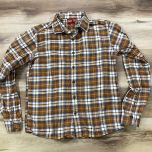 Eastern Mountain Sports Flannel Shirt Mens S Gorpcore Cotton Plaid Brown Outdoor